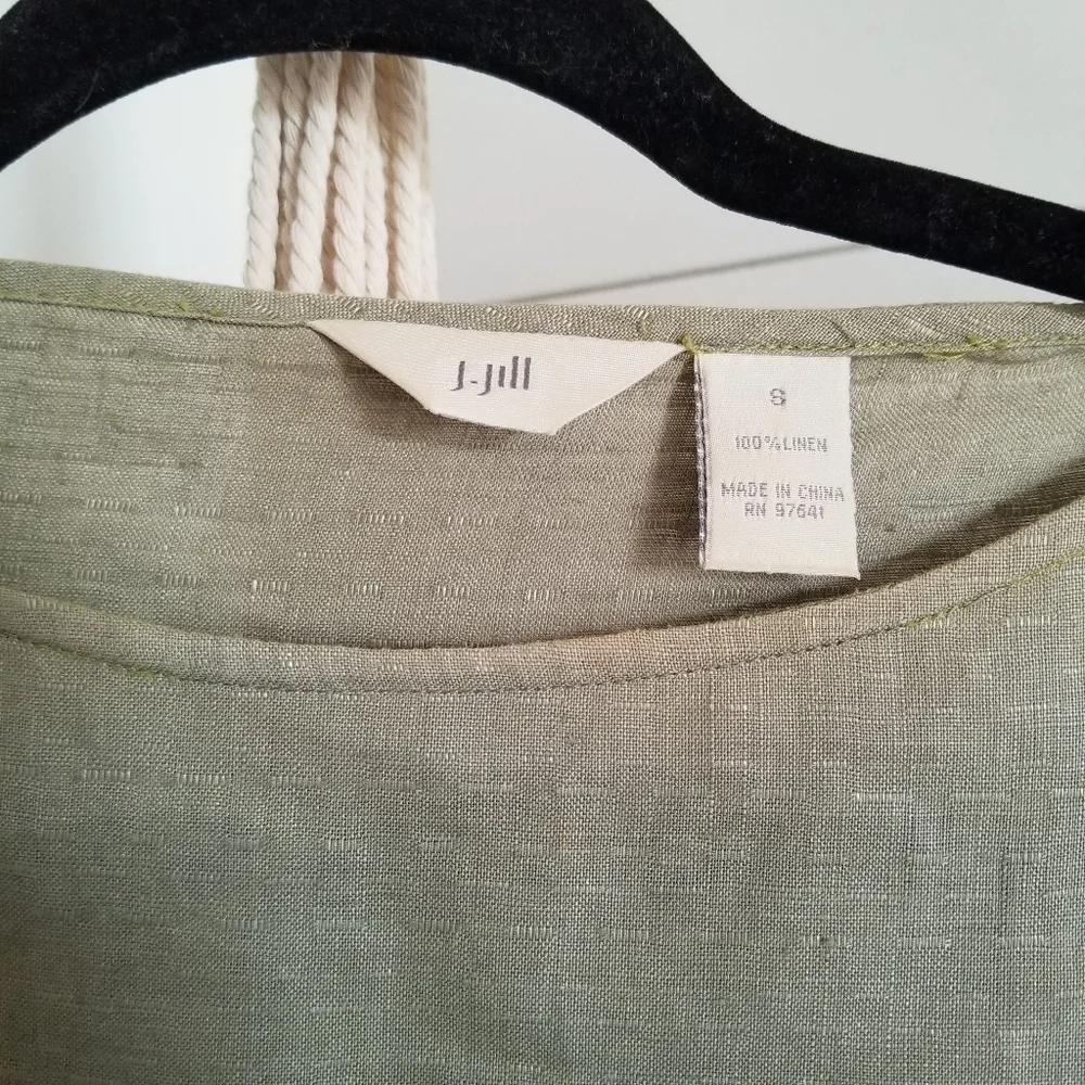 J. Jill 100% linen olive long sleeve size small - Picture 2 of 3